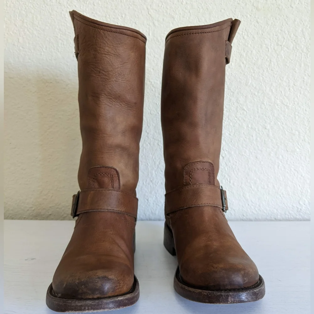 Freebird by Steven Crosby Slouch Leather Buckle Boots 6 - Picture 8 of 16